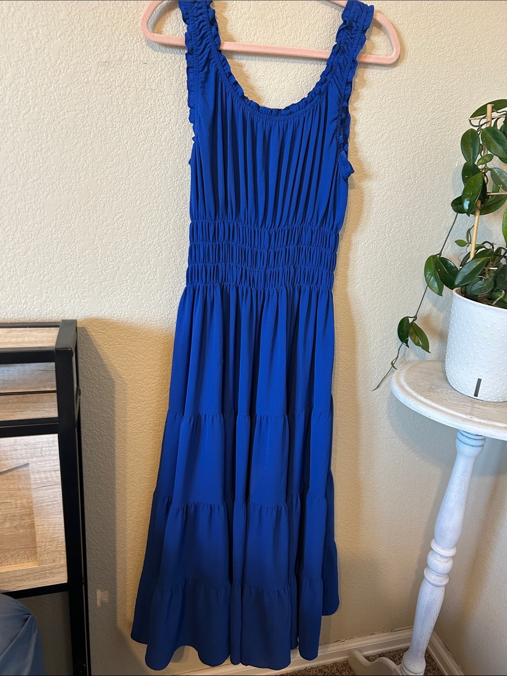 ANTONIO MELANI Royal Blue Smocked Tiered Maxi Dress